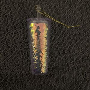 Starbucks White Clear Diamond Prism Cold Cup Ornament Keychain